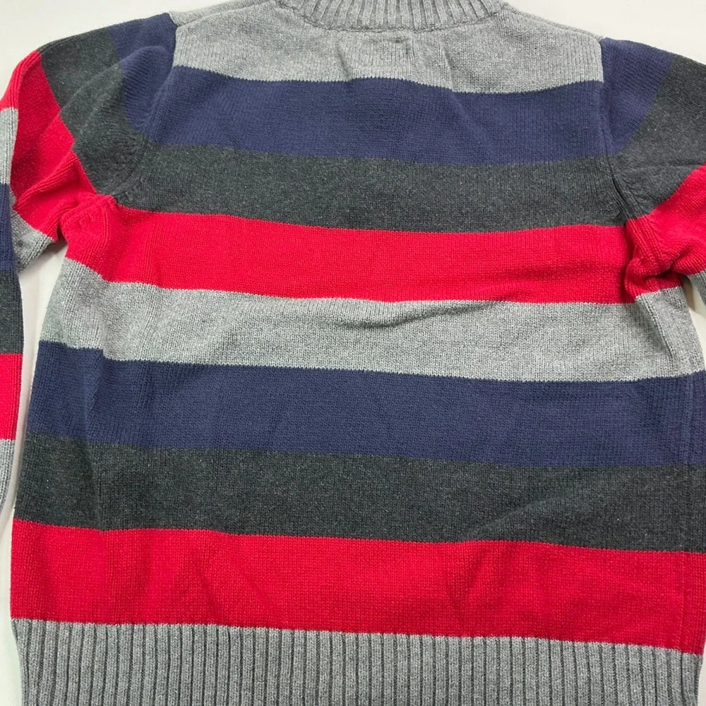 OshKosh Multi-Color Striped Quarter-Zip Sweater Kids Size 8 Cotton Knit Pullover